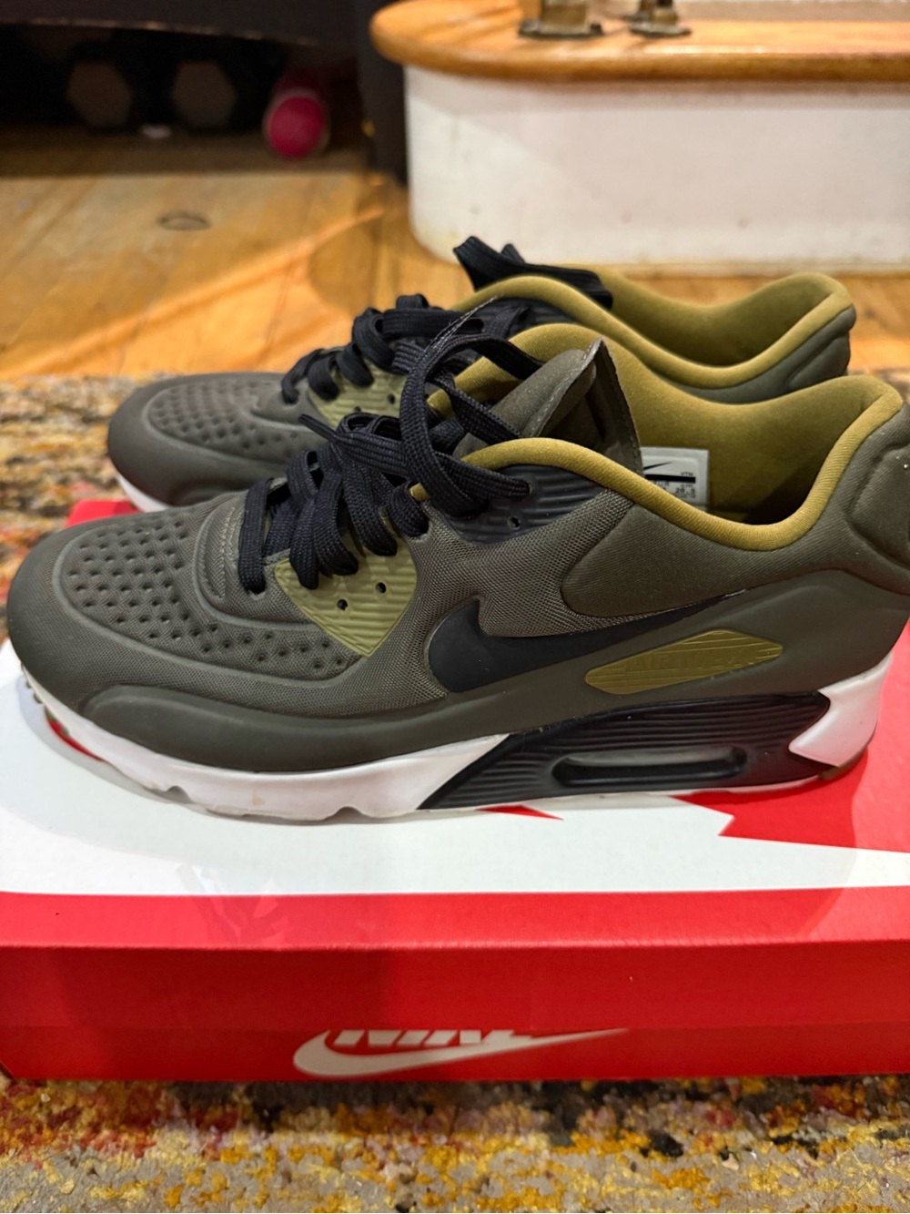 Nike Men’s Air Max 90 Olive Green and Black Air Max Inspired Sneakers